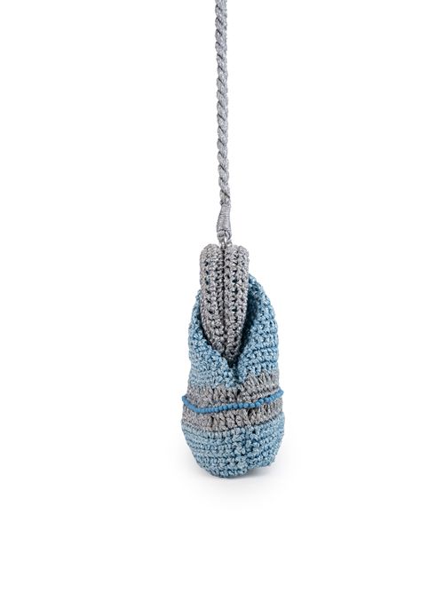 Clutch pouch in crochet lurex Azzurro/Silver Mc2 Saint Barth | CROCHET POUCH N06361H LUREX 3133